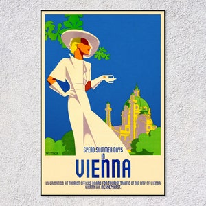 Póster de viaje a Viena – Impresión vintage de Austria – Arte romántico europeo – Turismo y decoración clásicos