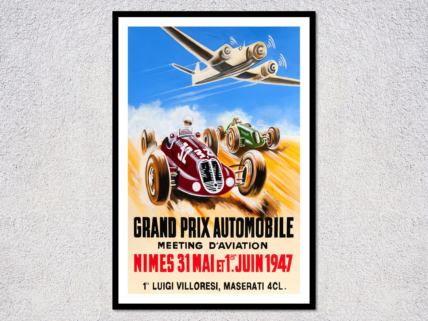 Lausanne, Grand Prix Automobile 1947. Reproduction vintage poster Lausanne, Grand Prix Automobile 1947. Reproduction vintage poster