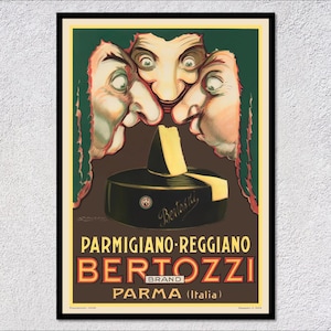Impression d'affiche vintage Bertozzi - Art publicitaire italien classique - Décoration murale rétro pour bistrot et cuisine