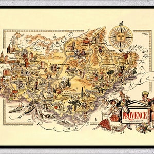 Provence Panache: Illustrated Pictorial Map Poster of France – Vintage Regional Cartography Wall Art