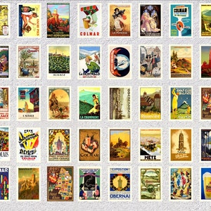 Ensemble d'affiches de voyage Alsace France No.1 | 50 cartes postales anciennes | Réimpression d'annonces touristiques historiques
