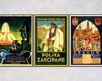 Poland Vintage Travel Posters | Polish travel ads | Vintage Travel | Set of 3