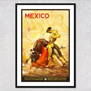 Póster de turismo de viajes mexicanos – Arte mural vintage de México – Impresión retro de aventuras – Decoración latina clásica