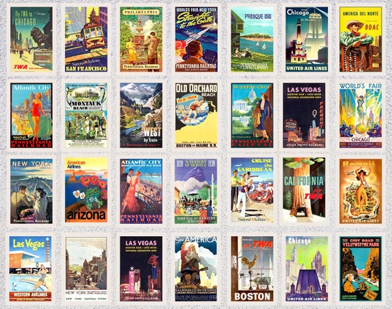 30 Cartoline Artistiche Retrò Con Paesaggi Di Viaggio - America, 14x10cm, Per Collezione O Invio - Foto 12