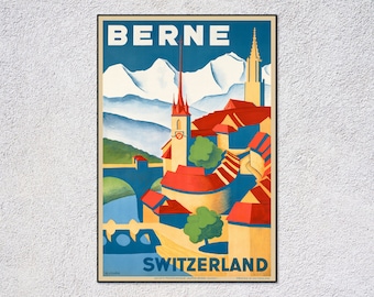 Berne Travel Poster | Vintage Switzerland Tourism Art