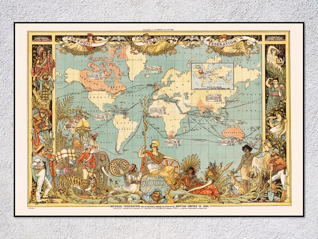 大英帝国の帝国連邦地図（1886年）｜歴史地図｜ヴィンテージウォール