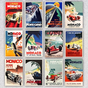 Vintage raceposterkaarten | Herdrukset historische motorsport | Retro-pakket geïnspireerd op Monaco