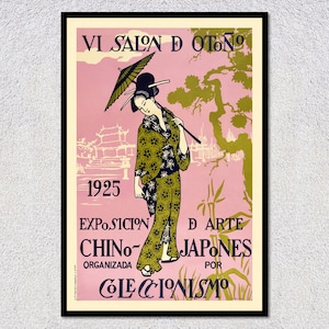 1925 Affiche F. Perez Lozao – Poster della geisha Salon d'Automne – Stampa artistica vintage francese