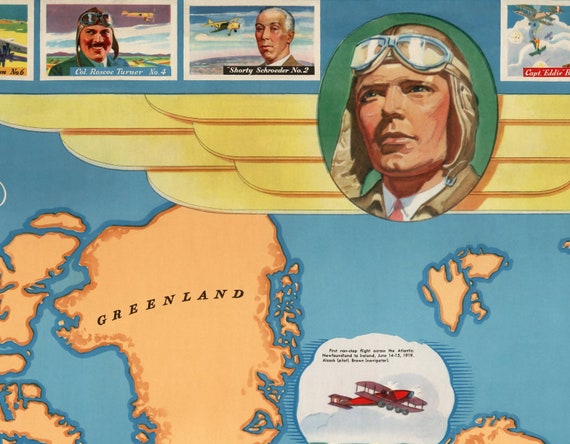 世界航空地図ポスター｜ヴィンテージ航空旅行複製プリント - Etsy 日本