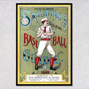 Pôster de guia de beisebol vintage de 1889 | Reimpressão de esportes históricos | Arte de capa clássica do American Athletic