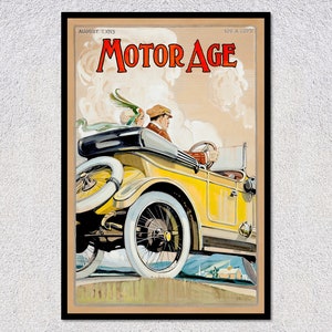 Motor Age 1912 Poster Reproduction | Vintage Car Magazine Cover Art | Antique Auto Illustration Print