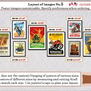 Puede incluir: Una gu&iacute;a de dise&ntilde;o para colgar carteles de varios tama&ntilde;os. La gu&iacute;a muestra diferentes tama&ntilde;os de carteles en pulgadas, incluyendo 40x50, 30x40 y 21x30. La gu&iacute;a tambi&eacute;n incluye un consejo para usar cinta de pintor para planificar el dise&ntilde;o.