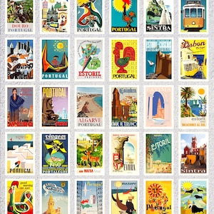 Set de postales de viaje de Portugal / 30 reproducciones antiguas de anuncios raros / Paquete de recuerdo turístico único