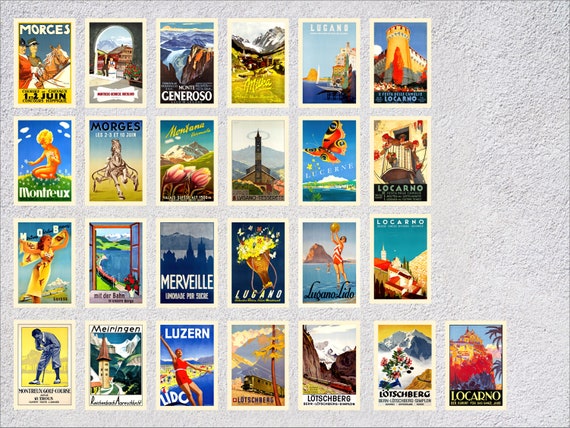 Set of 12 Vintage Travel Postcards Tourist Postcards Vintage Travel Ads 4 X  6 or 10 X 15 Cm 5 X 7 or 12.5 X 17.5 Cm -  Israel