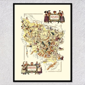 Historische Elsaß-Lothringen Landkarte Poster - Vintage französisch-deutsche Grenzkartographie - historische Wandkunst