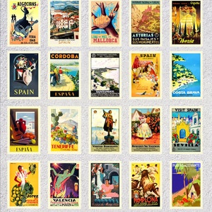Reproducciones de postales antiguas de España n.º 1 / Paquete de anuncios de viajes españoles / Paquete de turismo retro