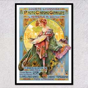 Stampa artistica in cromo-incisione del 1905 – Illustrazione francese d&#39;epoca – Poster decorativo da parete antico
