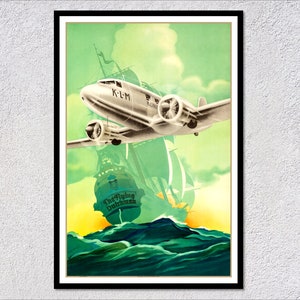 Royal Dutch Airlines - KLM - Vintage airline posters - Vintage Travel Poster - Posters & Advertising
