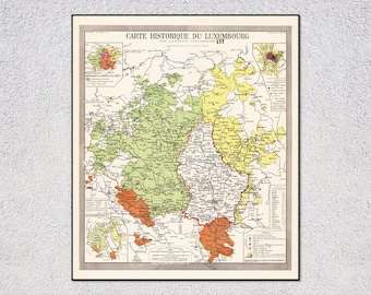 Map of Luxembourg by Joseph Hansen – Pyrenees Border Map – France & Duchy of Luxembourg Historical Art