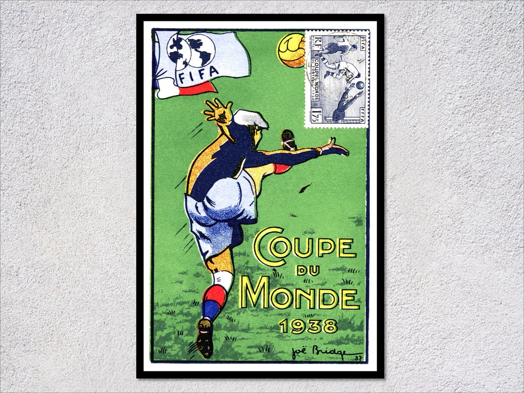 COUPE DE MONDE 1938 Football Poster Soccer Poster Reprint