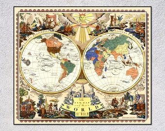 Historical Map, 1928 | The New map of The World