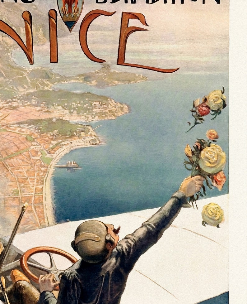 Affiche originale Meeting d'aviation Nice 1910 Affiches d'aviation image 2