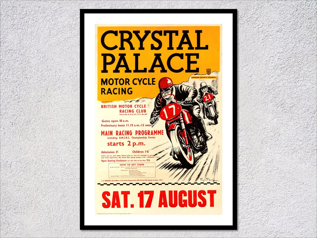 Crystal Palace Motorcycle Rally Poster | Historic Motorsport Wall Art ...