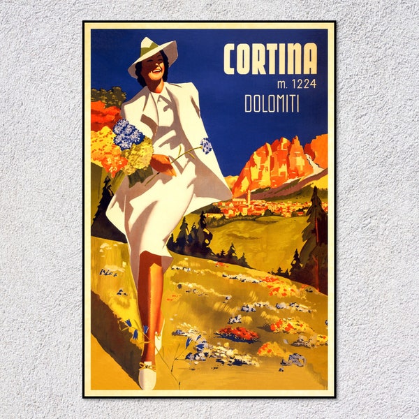 Cortina d'Ampezzo | Vintage Italian Travel Poster & Advertising | Retro Travel Print
