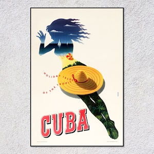 Póster de viaje a la playa de Cuba – Impresión caribeña vintage – Arte turístico retro – Decoración clásica de la costa de La Habana