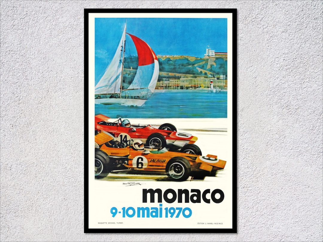Affiche Officielle Grand Prix F1 De Monaco 1970 – Originale – 40x60cm – Neuf