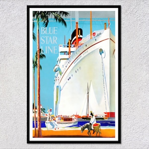 Publicidad Viajes Crucero Blue Star - Cartel de viaje vintage - Carteles y publicidad