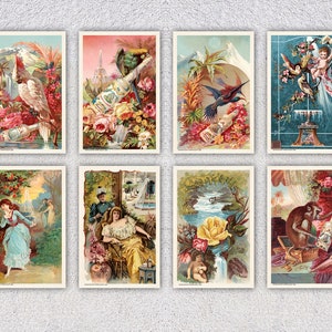 Set van 8 waterkaarten Florida | Vintage reclamekunst | Pakket met herstelde decoratieve print