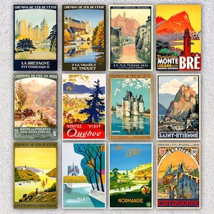Set of 12 Restored French Railway Postcards | Vintage Travel Poster Reprint | Chemins de Fer Series