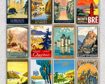 ヴィンテージ旅行広告ポストカードセット：フランスとヨーロッパ