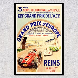 1959 French Race Poster Reproduction | Vintage Auto Racing Print | Historic Track Wall Art