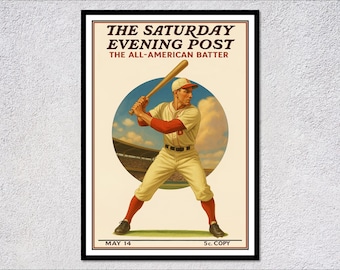 Vintage Baseball Batter Illustration | Sports Poster