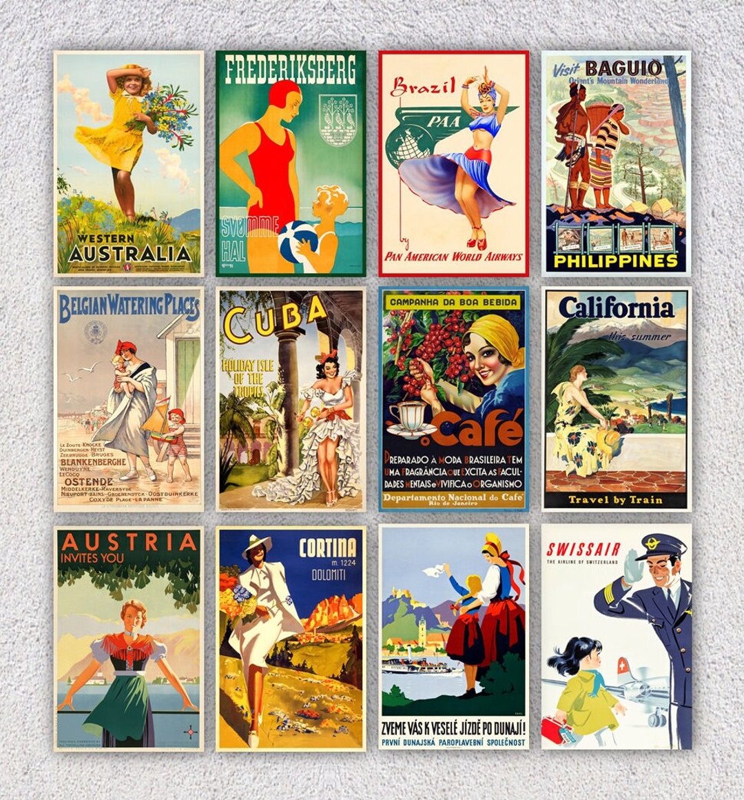 Set of 12 Vintage Travel Postcards World Travel Postcard - Etsy