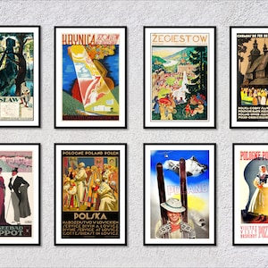 Poland Vintage Travel Poster – Classic Polish Tourism Prints – Retro Advertising Art – Set of 8