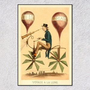 Voyage à la Lune – Vintage Heißluftballon Poster – Retro Reise-Kunstdruck – Klassisches Abenteuer-Kunstwerk