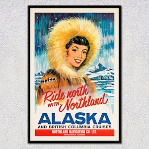 Alaska Northland Reiseposter – Vintage 1950 Print – Klassische Giclee-Galeriekunst – Retro Alaska Dekor