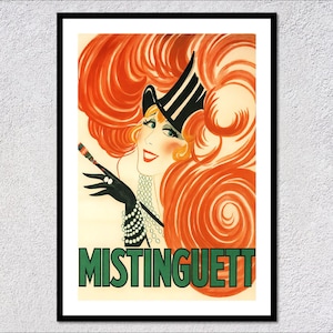 Mistinguett Art Deco Poster Reproduction | French Cabaret Wall Art | 1920s Paris Print