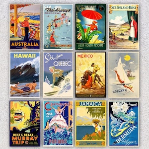 Lot de 12 cartes postales de voyage vintage - cartes postales de touristes - annonces de voyage vintage - 10 x 15 cm ou 13 x 18 cm (4 x 6 po.)