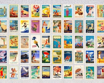 Set of 50 Beach Resort Postcards - Vintage 1950s Beach Postcard - 4" X 6" or 10 X 15 cm - 5" X 7" or 12.5 X 17.5 cm