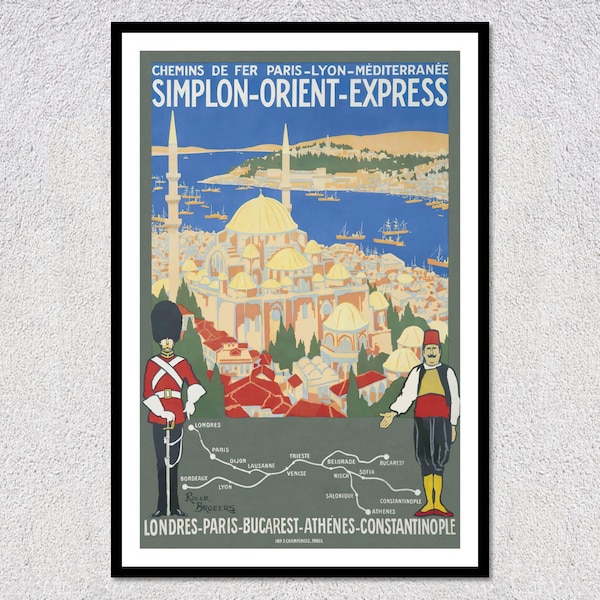 affiche vintage du Simplon Orient Express | Londres - Constantinople | Impression de voyage rétro et publicitaire