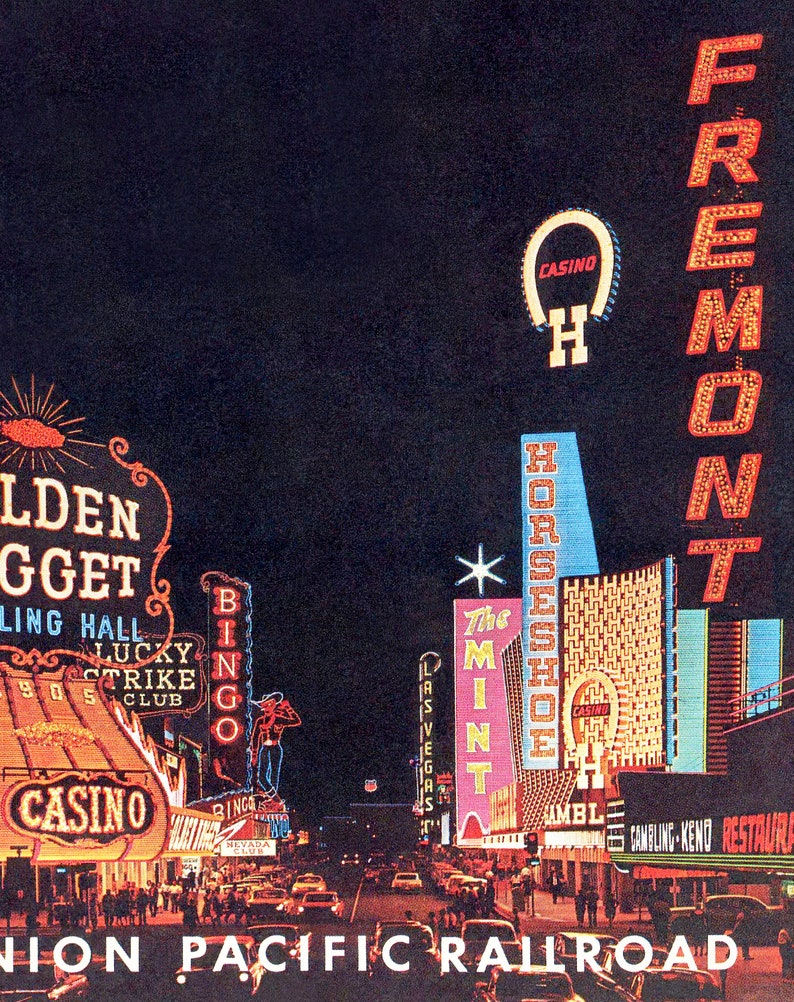 Las Vegas Poster Nevada Print Set of 2 Travel Wall Art Las Vegas Vintage Travel Poster