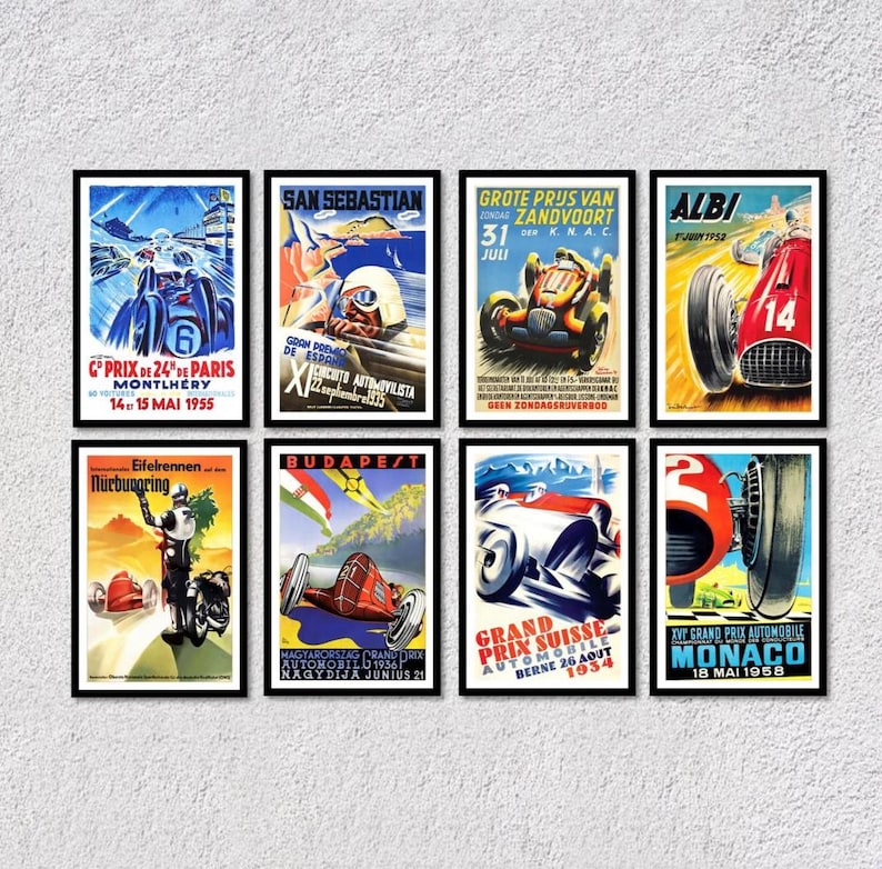 Vintage Rally Racing Posters | Retro Motorsport Art for Home Decor Set ...