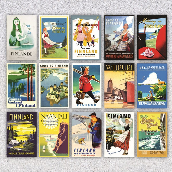 Set of 15 Collectable Finnish Postcards - Postcards From Finland - 4" X 6" or 10 X 15 cm - 5" X 7" or 13 X 18 cm