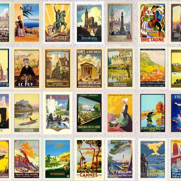 Set of 28 Old French Postcards - France Cities & Towns Collectible - Travel Postcards - 4" X 6" or 10 X 15 cm - 5" X 7" or 13 X 18 cm
