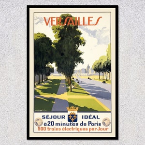 Versailles Travel Poster – Séjour Idéal Near Paris – Vintage France Print – Retro Tourism Art – Wall Decor