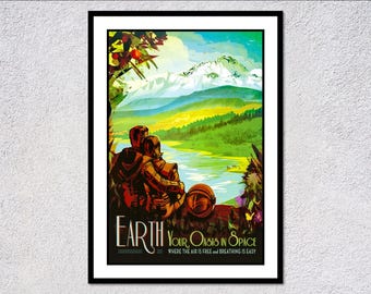 Earth Retro | Futuristic Travel Poster | Visions of the Future | Vintage Space Art